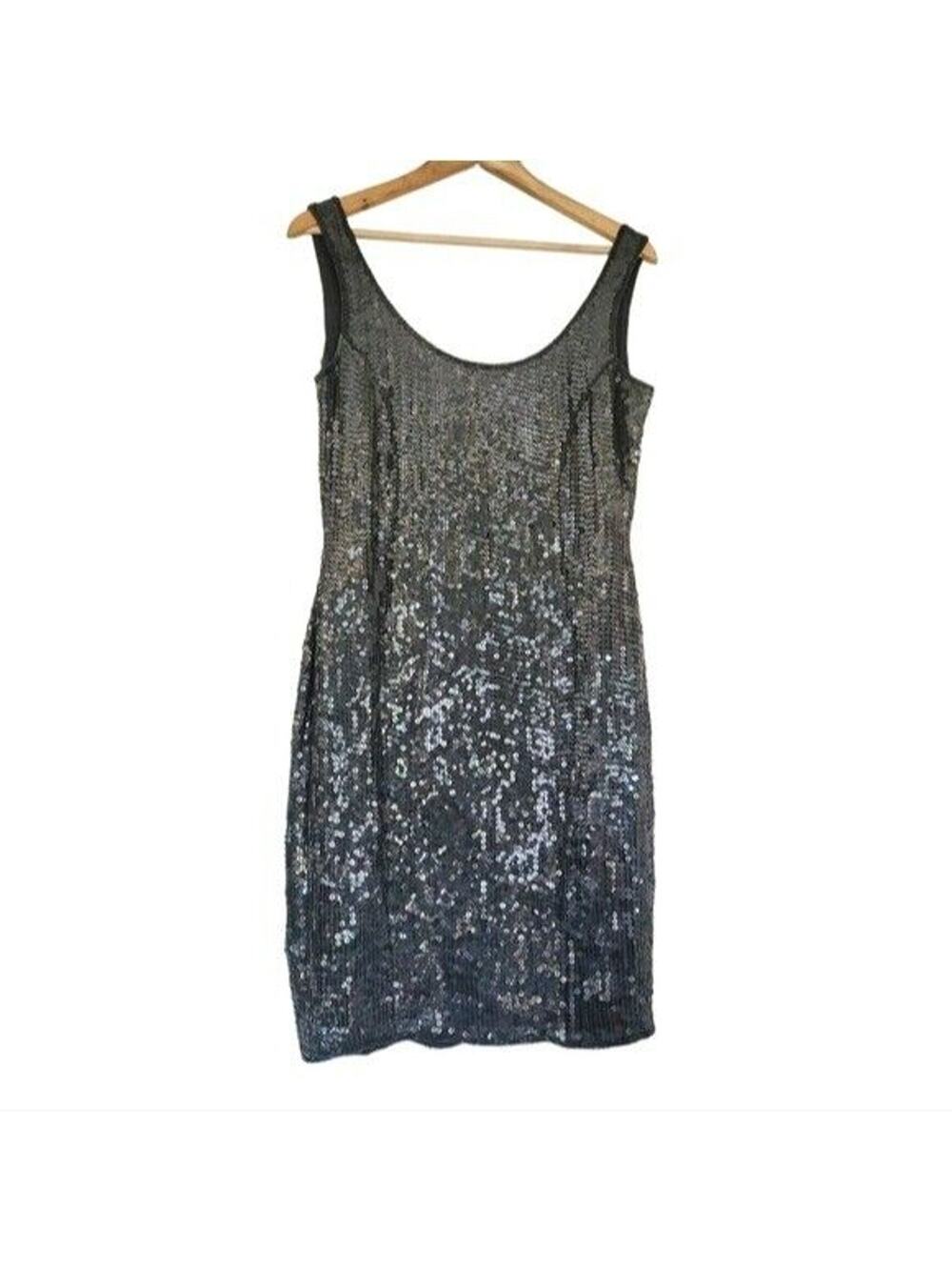 VTG Black Sequin Mini Dress Womens 11 90s Y2K Party HOCO LBD Bodycon Festival